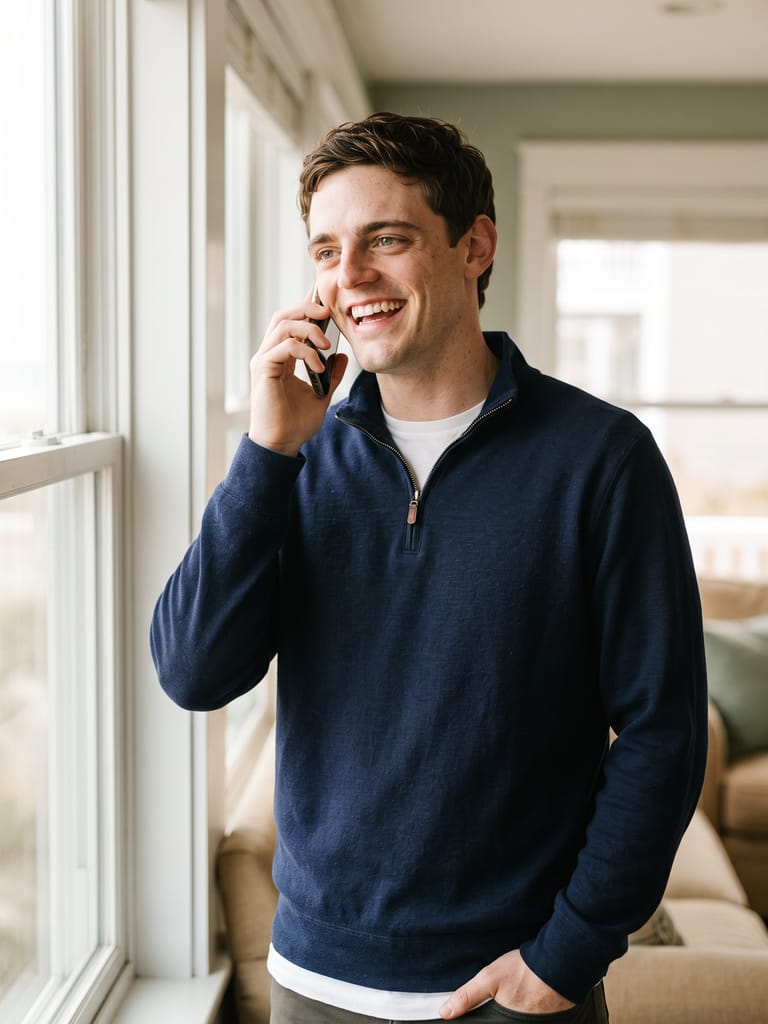 Evan Richard on the phone with a client